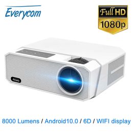 Projectors Everycom HQ9 LED 1080P 4K Projector 2022 highest Brightness 8000 Lumens FHD Android 10.0 5G WIFI Home Theatre Smart Phone Beamer T221216