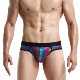 Underpants Fashion Man Rainbow Shiny Nylon Briefs Bulge Penis Pouch Men Sexy Funny Underwear Gay Male Novelty Jockstrap Panties Lingerie