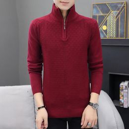 Men's Sweaters Mens Spring Autumn Daily Sweater Navy Blue Black Gray Red Turtleneck Pullovers Casual Fashion Men