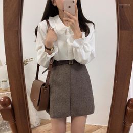 Skirts Casual Korean Women Winter Mini A-Line High Waist Pencil Skirt Female Vintage Suede Jupe Femme Faldas Mujer