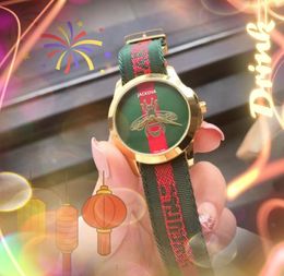 Nice Bee Skeleton Dial quartz watch women fashion trend student femal Iced Out Classic Generous Red Green Nylon Belt All the Crime Wristwatch Montre De Luxe