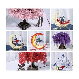 Grußkarten 3D -Jubiläumskarte/Pop -up -Karte Red Maple Handmade Geschenke Paar an Ihre Hochzeitsfeier LIEBE VALENTINES DAY DRO DHQLW