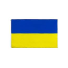 Banner Flags Ukrayna Bayrak 3ftx5ft Ukrayna Ulusal 90x150cm Pirinç Gromları ile Polyester 3x5 Ayak Damla Teslimat Ev Bahçesi Festival Dhndl