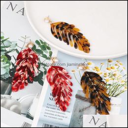 Charm Bohemia Acrylic Leaf Dangle Earrings For Women Girls Long Resin Leaves Drop Earring Summer Beach Jewellery Party Gifts Delivery Otdvc