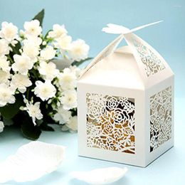 Gift Wrap 50pcs Roses Cut Favor Candy Box With Ribbons Bridal Shower Wedding Party Favors