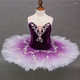 Stage Wear Wholesale Kids Girls Ballet Dance Performance Purple Velvet Tutu Costume