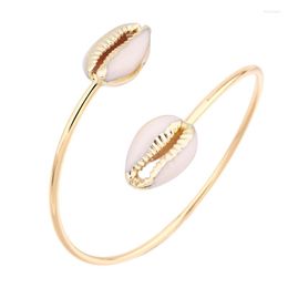 Bangle 1PC Bohemia Natural Shell Gold Color Open Bracelet Women Elegant Fashion Beach Sea Conch Adjustable Jewelry B12