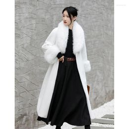 Women's Fur Imitation Collar Environmental Protection Coat Women Winter 2023 Mink Plush Jacket 6XL Long Fashion Female Top