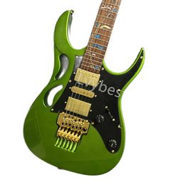 Lvybest Electric Guitar Classic Double Swing Cool Green Light Colour Professional All-round 24 Tone Fingerboard