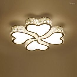 Ceiling Lights Modern White Heart Crystal LED Bedroom Lamp Living Room Metal Frame Acrylic Bottom Panel Dining Light