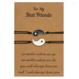 Charm Bracelets 2 Matching Yin Yang Adjustable Cord Bracelet For Friendship Relationship Boyfriend Girlfriend Friend