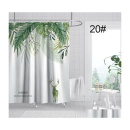 Shower Curtains Creative Digital Printing Fresh Curtain Variety Patterns Perforation Waterproof Mildewproof Fabric Wh0108 Drop Deliv Dhiz4