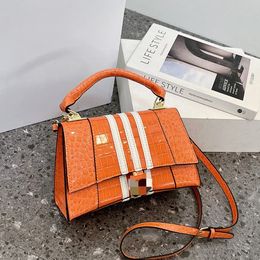 High texture fashion Evening bag Elegant temperament crocodile cross body bags Stripe one-shoulder bag small fragrance handbag