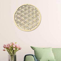 Decorative Figurines Sacred Geometry Flower Of Life Energy Mat Wood Slice Base Purification Crystals Healing Disc As For Home Wall