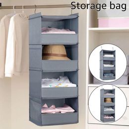 Storage Boxes 3/4 Tier Hanging Wardrobe Organiser Collapsible Closet Shelves With Side Pocket Sturdy Durable