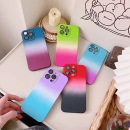 Luxury Gradient Color Matte phone Case For iPhone 14 Pro Max 13 12 11 14 Plus Camera protection hard PC Cover Case