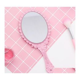 Mirrors Vintage Pattern Handle Makeup Mirror Bronze Rose Gold Pink Black Color Personal Cosmetic Rrf12759 Drop Delivery Home Garden Otiz8
