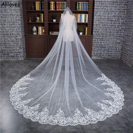 3m Long Wedding Veils Charming Lace Appliques Cathedral Bridal Veil Headpiece Lace Edge Women Hair Accessories Veils With Free Comb AL8230