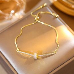 Link Bracelets Summer Fashion Bling Crystal Simple Exquisite Bracelet For Woman Korea High Quality Lucky Girl Jewellery Accessories