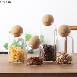 Storage Bottles Glass Bottle Tea Coffee Cork Stopper Snack Candy Jars Kitchen Container Dried Fruit Nut Tanks Sealed