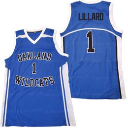 Custom Retro Damian Lillard #1 High School Basketball Jersey White Blue Sewn Any Name Number Size S-4XL 5XL 6XL