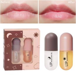 Lip Gloss 2PC Moisturising Set Repairing Reduce Line Fine Essence Oil Nutritious Liquid Lipsticks Makeup Cosmetic