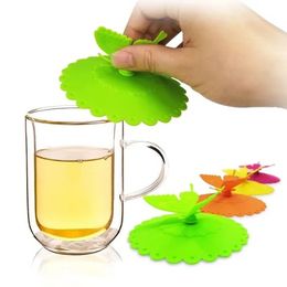 Cute Butterfly Silicone Cup Lids Leakproof Colourful Lovely 3D Butterfly Leaves Cup Cover Dustproof Seal Lid for Mug Wholesale tt1216