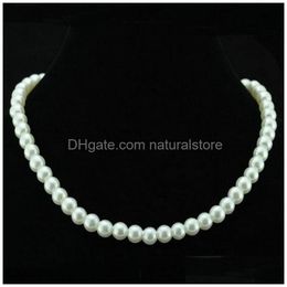 Beaded Necklaces Chic Single Strand Faux Imitation Pearl 8Mm Bib Statement Necklace Jewellery Gift Fashion Womens Short Chain Fine J Dhyle