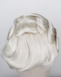 MEN039S WIG 613 Blonde Remy Human Hair Mens Toupee Full Pu Pure Pure Made para Male Hair Prótese 6335078