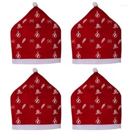 Chair Covers 4 Pieces Party Supplies Christmas Red Cover Non-woven Cloth Sleeve Drop