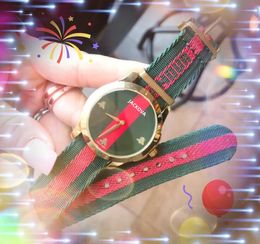 Fashion Women Bee Skeleton Dial Watch Iced Out Quartz Movement Female Gift Bling Red Green Nylon Belt Wristwatches montre de luxe gifts