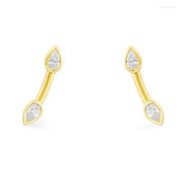 Stud Earrings SOELLE Real 925 Sterling Silver Yellow Gold Colour Branches Earring With Pear Shaped Zircon Stone Women Enchainee Collection