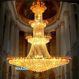 Pendant Lamps Modern Golden Crystal Chandeliers Lights Fixture American Big Gold Droplight Home Indoor Parlour Lighting D120cm 180cm