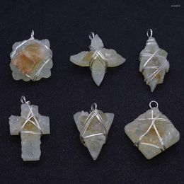 Charms Natural Stone Yellow Crystal Necklace Pendant Irregular Shape Reiki For DIY Jewellery Making Accessories 10-40mm