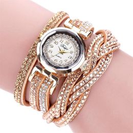 Fashion Women Leather Band Small Dial Relogio Feminino Diamond Bracelet Watches Quartz Wrist Arabic Numerals Clock Wristwatches193z