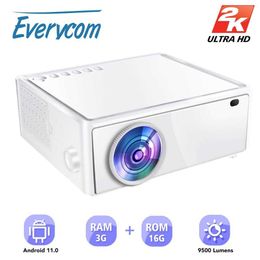 Projectors Everycom E700 2560x1440p 2K 9500 Lumens Projector with 3 16G 4K Projectors Home Theatre Cinema LED Beamer 5G Wifi Android 11.1 T221216