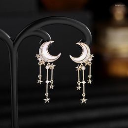 Dangle Earrings Fashion Copper Material Gold Colour Star Moon Shape Accessories For Girl Jewellery Charm Luxury Drop