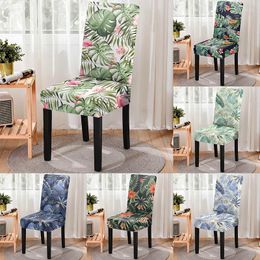 Chair Covers 3D Leaf Pattern Print Stretch Cover High Back Dustproof Home Dining Room Decor Chairs Living Lounge Desk