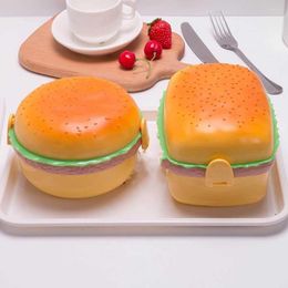 Dinnerware Sets Fork Hamburger Lunch Box Microwave Cute Burger Bento Container