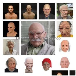 Party Masks 13 Types Scary Fl Head Latex Halloween Horror Funny Cosplay Old Man Helmet Real Mask 916 1007 Drop Delivery Home Garden Dhoin