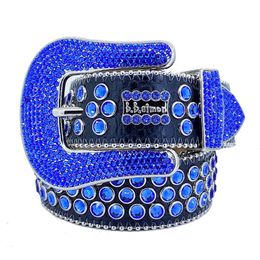 2023 Fashion blue Designer Bb Simon Belts for Men Women Shiny diamond Retro Needle Buckle belt Black white multicolour with bling rhinestones as gifts