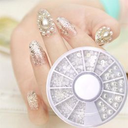 1 Box Crystal Opal White Mixed Size Nail Art Rhinestones Shiny AB Colourful Non fix Flatback 3d Strass Stone Nails Decorations323f