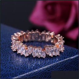 Band Rings Fashion Gold Zircon Simple High Quality Finger Ring Wedding For Women Jewelry Party Gifts Wholesale Drop Delivery Otr0W