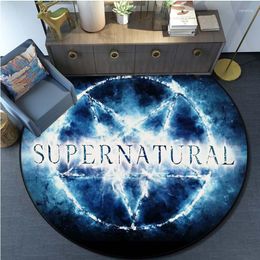 Carpets Supernatural Devil's Trap Rug Pentacle Symbol Satan Carpet Pentagram Patterned Round Halloween Decor