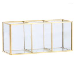 Storage Boxes FANSHU Kitchen Nordic Painting Grid Glass Flip Tank Box Luxury Modern Cosmetics Container Micro-Landscape Flower Room