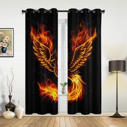 Curtain Phoenix Red Flame Pattern Window In The Kitchen Curtains For Living Room Bedroom Luxury Home Decor