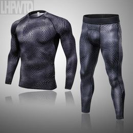 Men's Thermal Underwear Men Cycling Ski Underwears Suits Sport Quick Drying Perspiration Fitness Base Layers Tight Tops&Pants Sportswear Und