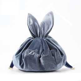 3pcs Toiletry Kits Women Plush Plain Rabbit Shaped Foldable Sport Travel Wash Bag Mix Color