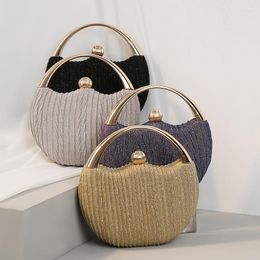 Evening Bags Women's Bag 2022 Pleated Dinner Banquet Fashion Metal Portable Box