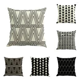 Pillow Elegant Throw Covers 45x45 Cm White And Black Triangle Printed Cover For Car El Party Farmhouse Pillowcases